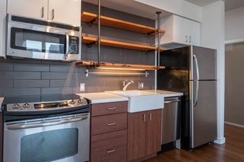 Central eastside lofts | #412 kitchen with stainless steel appliance package